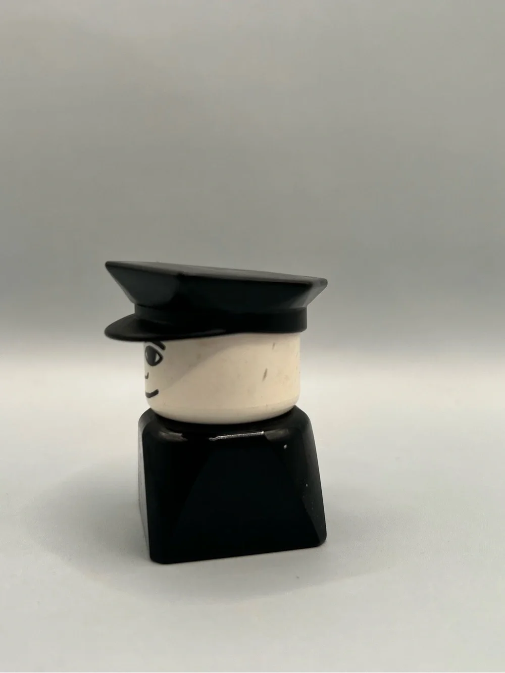 Vintage Lego Mega Block Police Man Cop Black Shirt Hat 2.5”